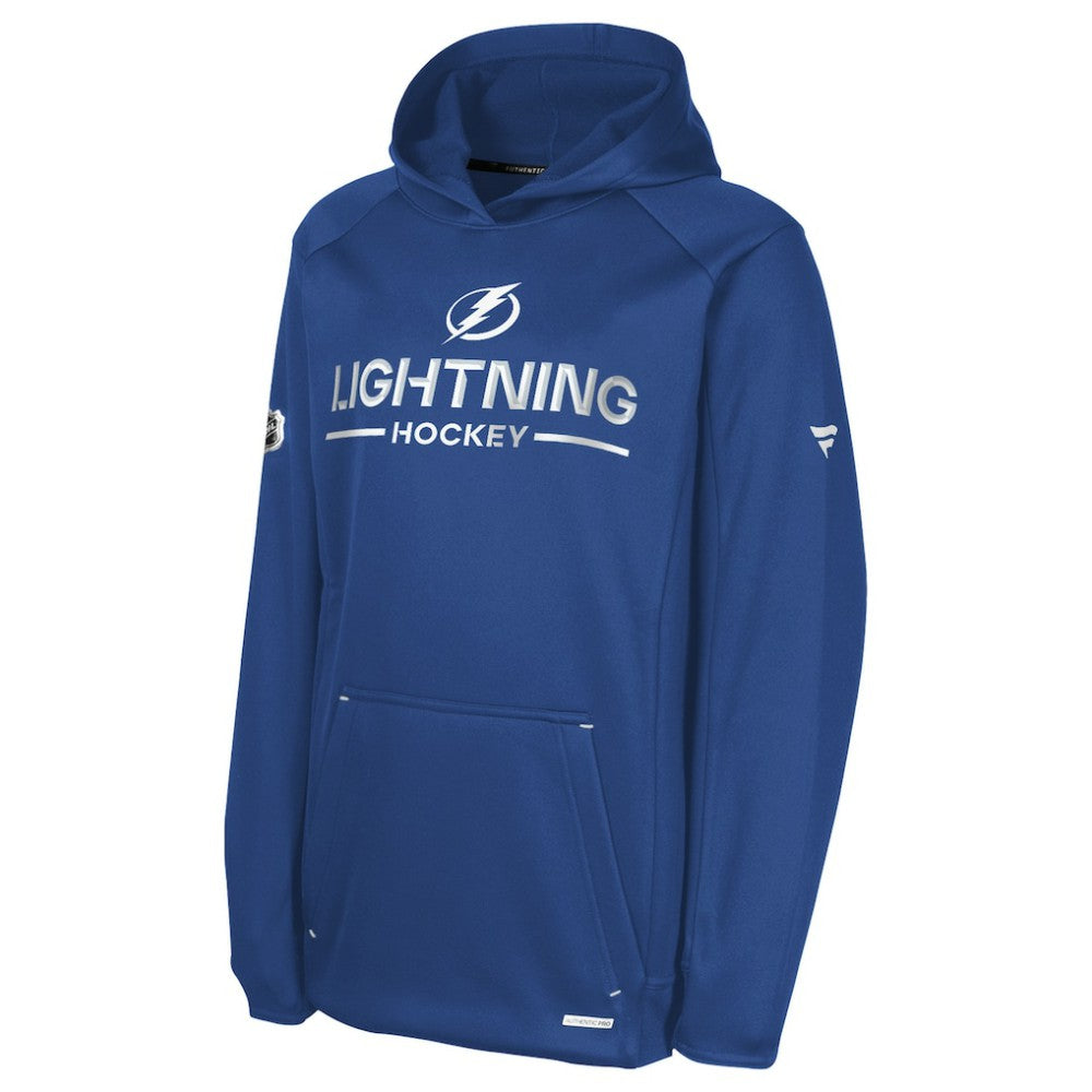 NHL Tampa Bay Lightning Fanatics Youth Authentic Pro Rink Raglan Hoodie - Blue