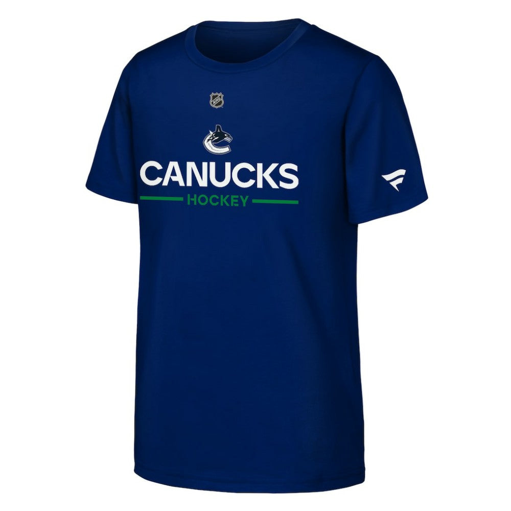 NHL Vancouver Canucks Fanatics Youth Authentic Pro Wordmark T-Shirt - Blue
