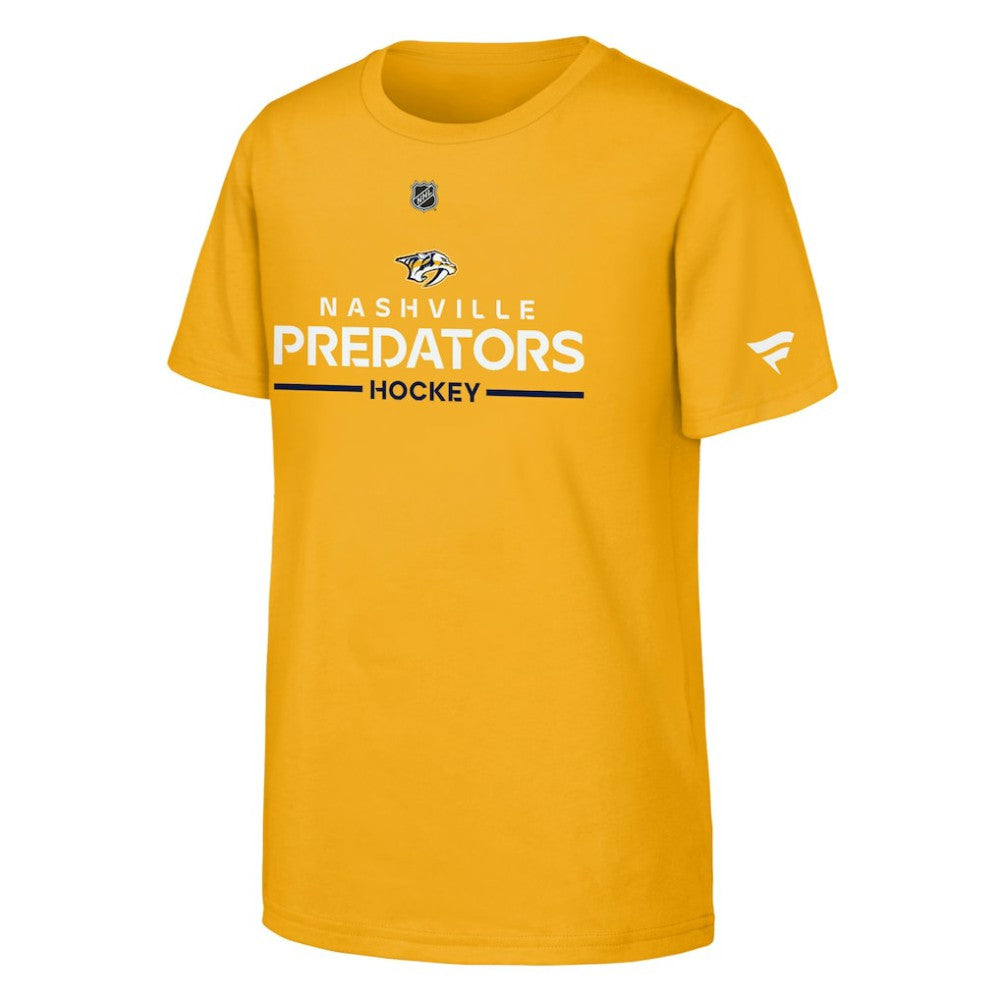 NHL Nashville Predators Fanatics Youth Authentic Pro Wordmark T-Shirt - Gold