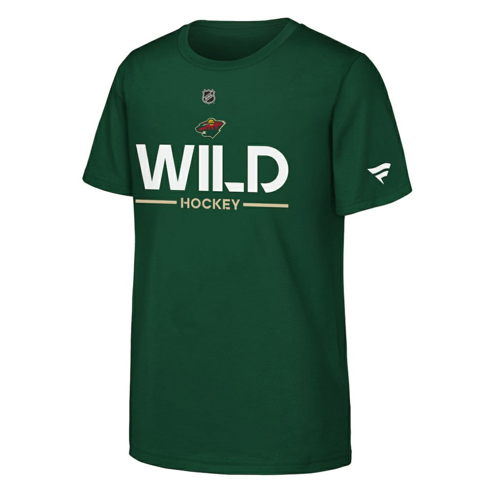 NHL Minnesota Wild Fanatics Youth Authentic Pro Wordmark T-Shirt - Green