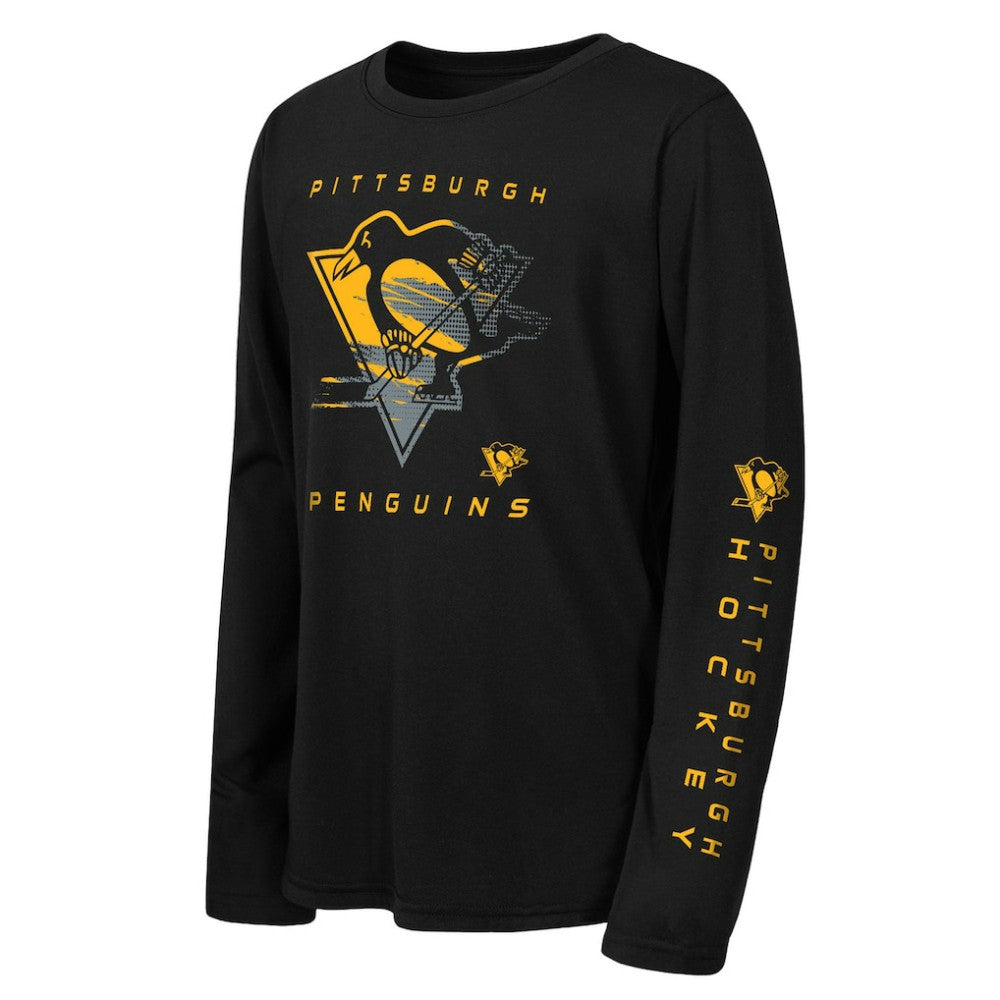 NHL Pittsburgh Penguins Outerstuff Youth Seize the Win Long Sleeve T-Shirt - Black