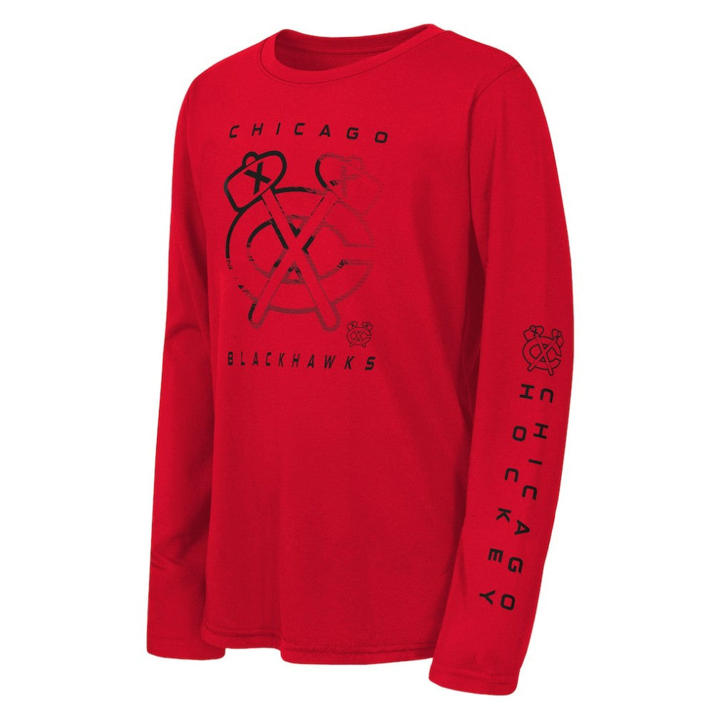 NHL Chicago Blackhawks Outerstuff Youth Seize the Win Long Sleeve T-Shirt - Red