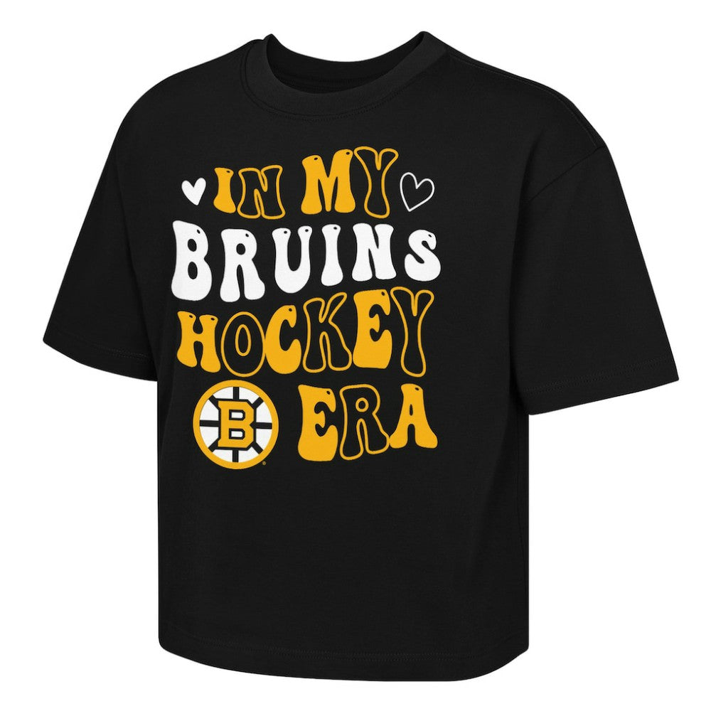 NHL Boston Bruins Outerstuff Girls Youth In My Era Boxy T-Shirt - Black