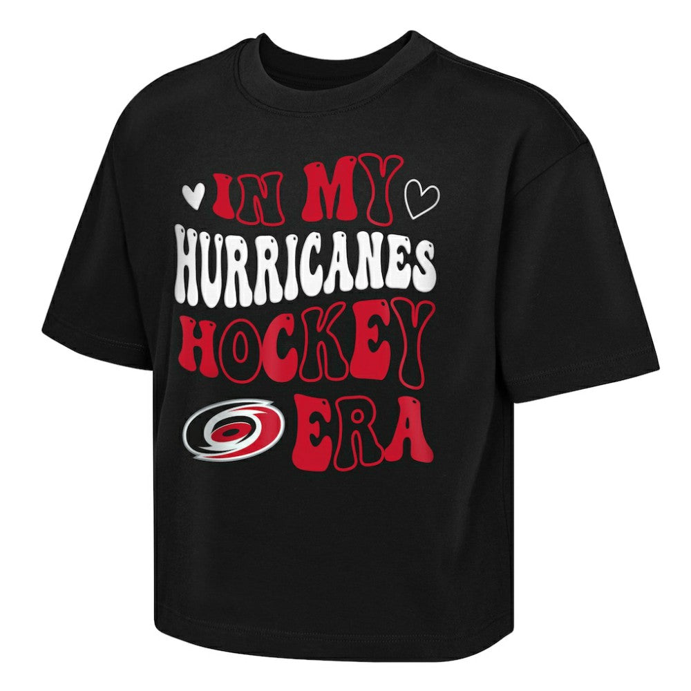 NHL Carolina Hurricanes Outerstuff Girls Youth In My Era Boxy T-Shirt - Black