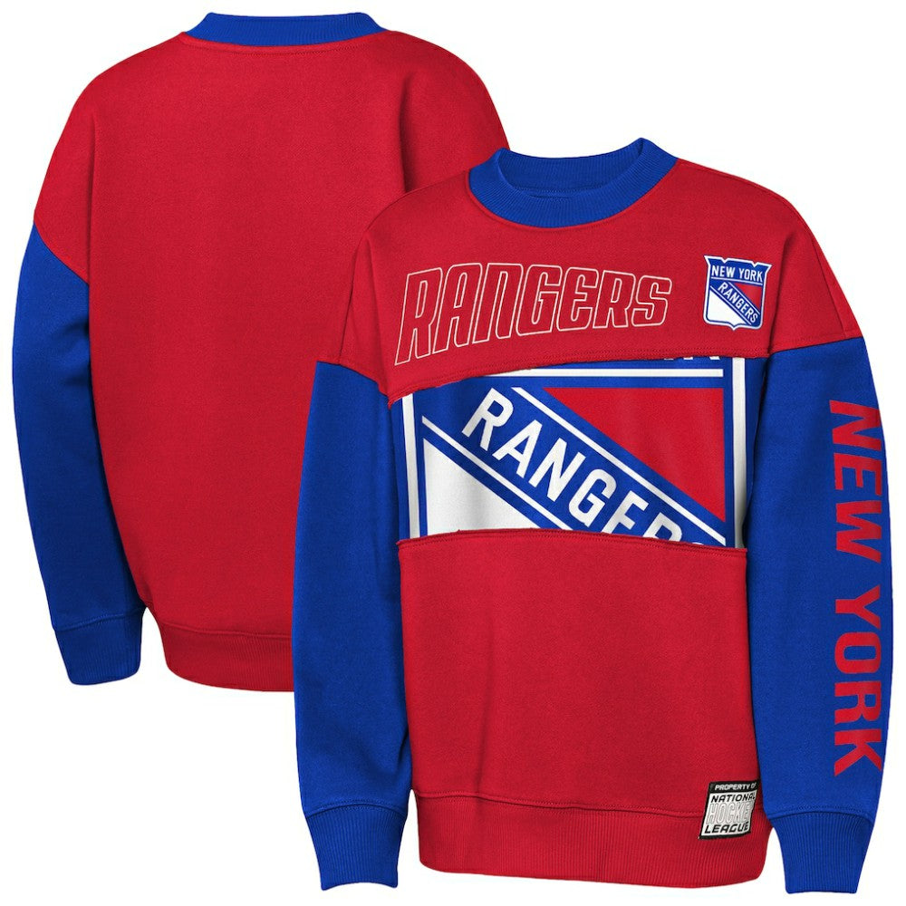 NHL New York Rangers Outerstuff Youth Impact Player Sweatshirt - Red/Blue