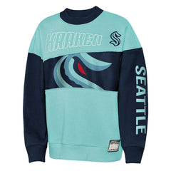 NHL Seattle Kraken Outerstuff Youth Impact Player Sweatshirt - Light Blue/Deep Sea Blue