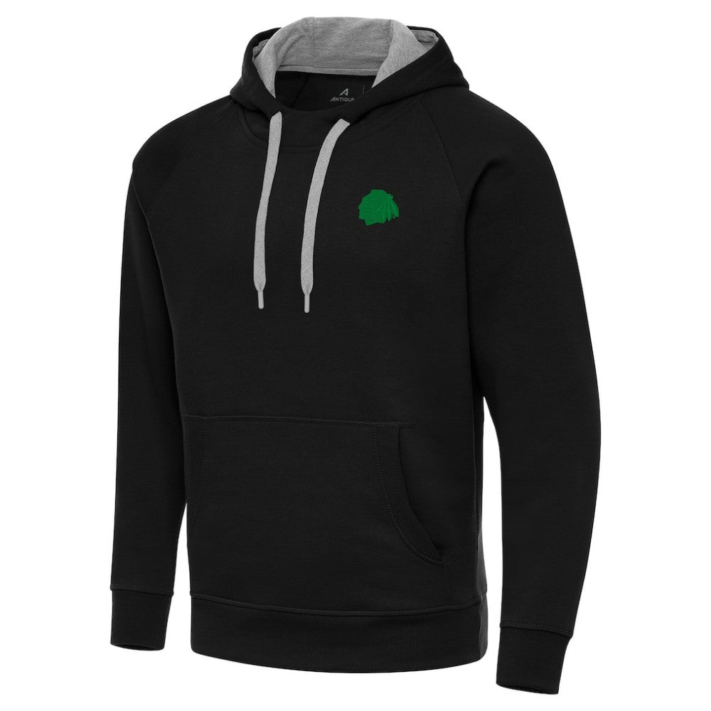 NHL Chicago Blackhawks Antigua St. Patrick's Day Victory Pullover Hoodie - Black
