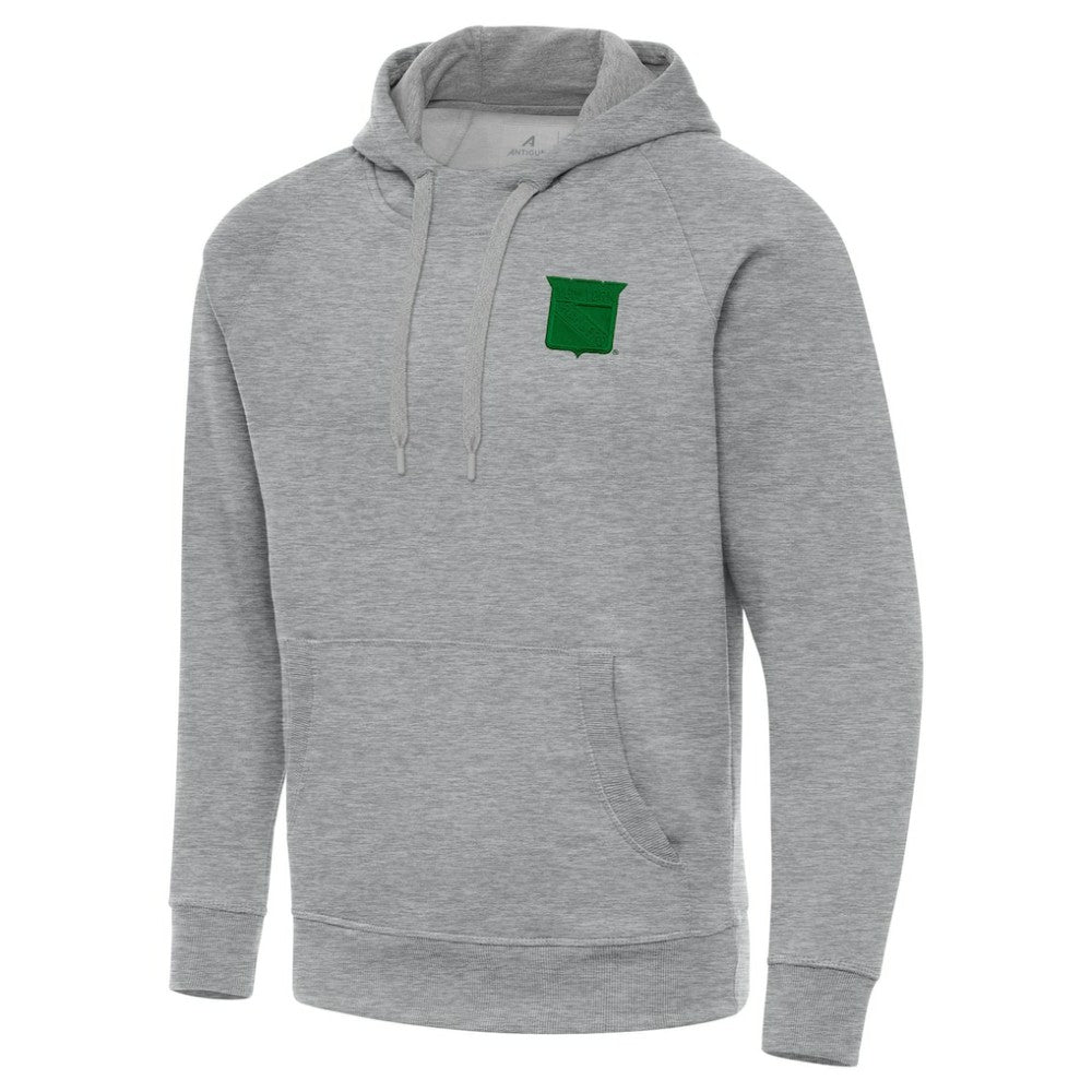 NHL New York Rangers Antigua St. Patrick's Day Victory Pullover Hoodie - Heather Gray