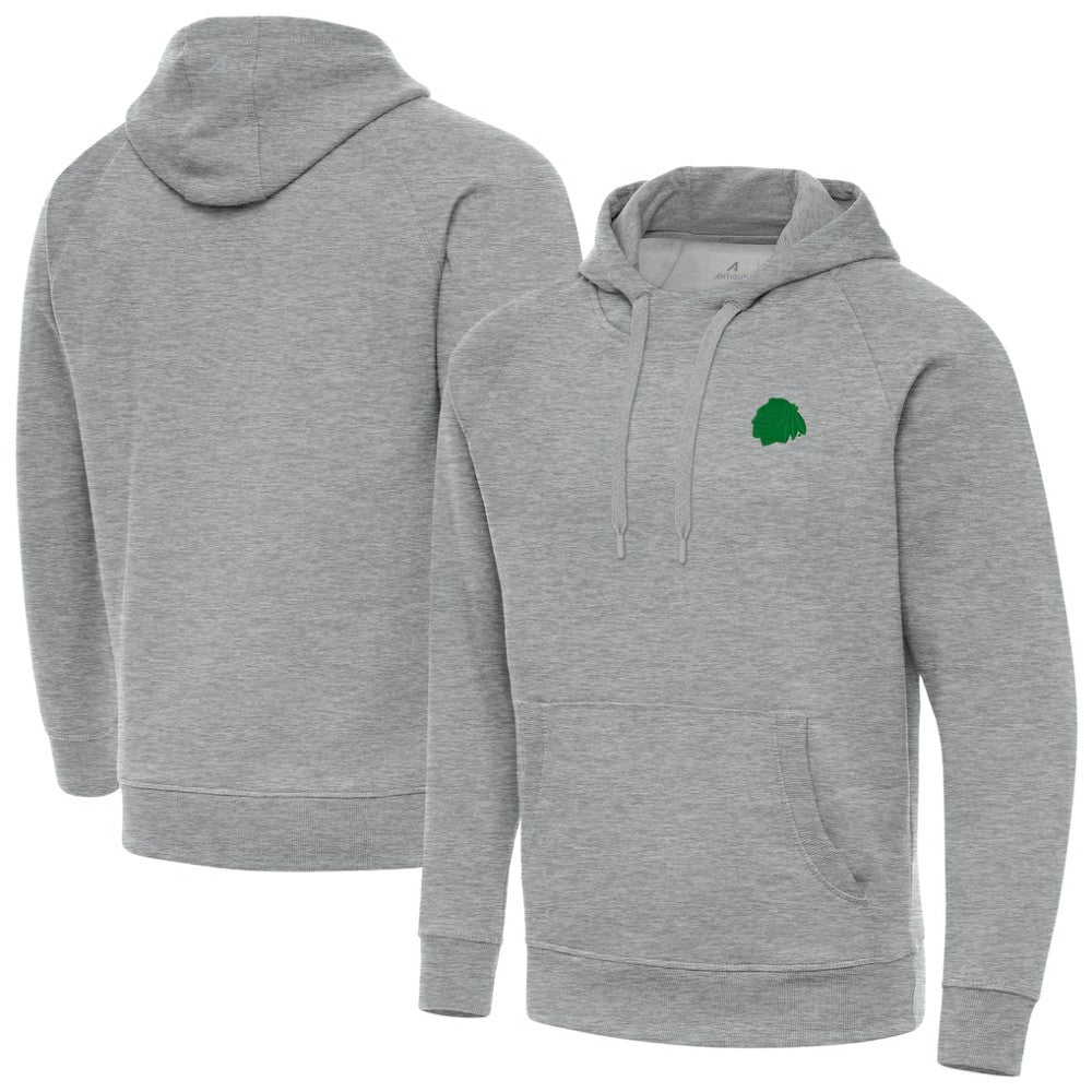 NHL Chicago Blackhawks Antigua St. Patrick's Day Victory Pullover Hoodie - Heather Gray