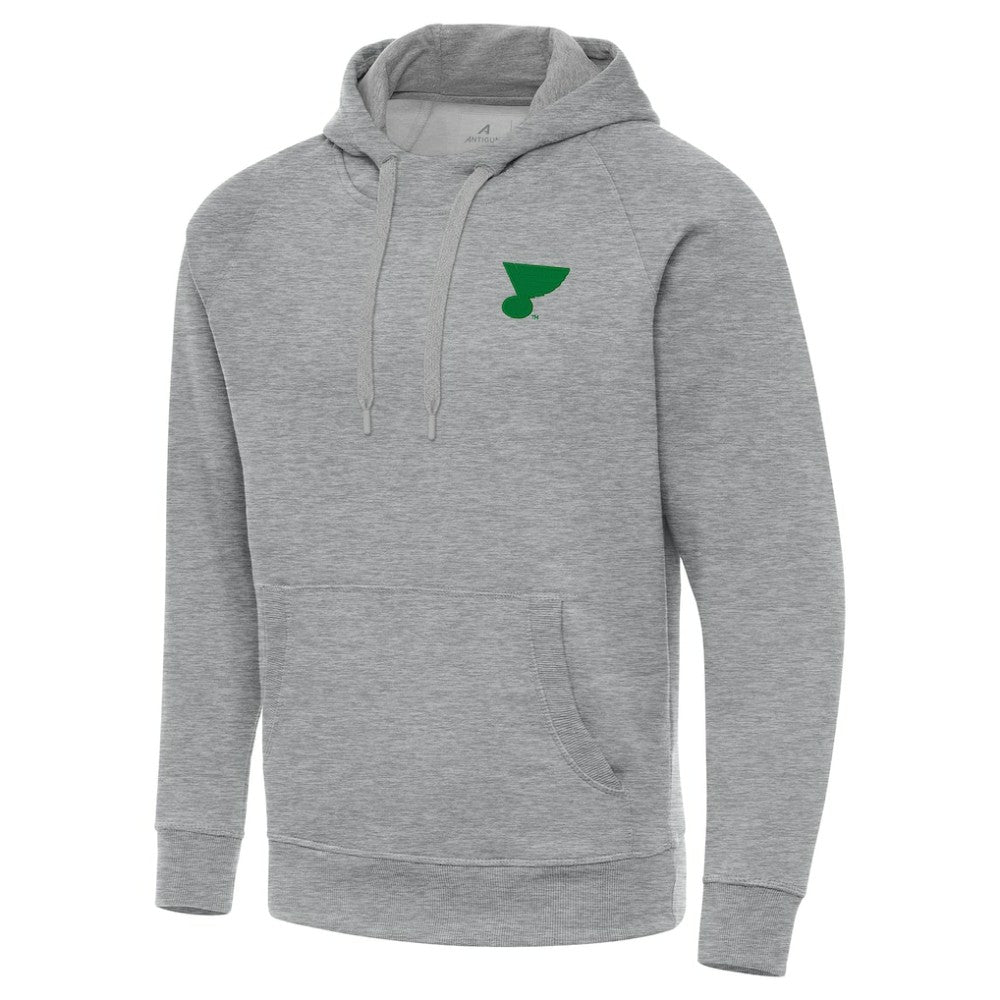 NHL St. Louis Blues Antigua St. Patrick's Day Victory Pullover Hoodie - Heather Gray