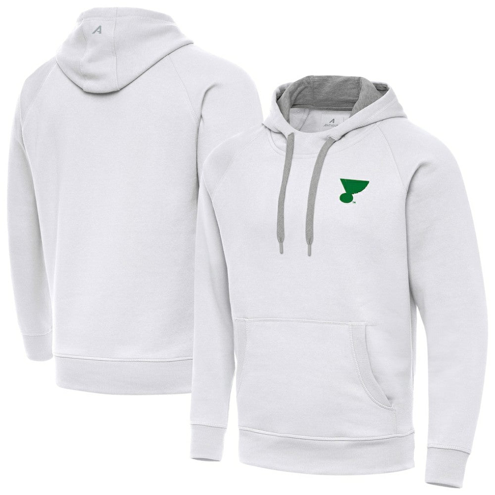 NHL St. Louis Blues Antigua St. Patrick's Day Victory Pullover Hoodie - White