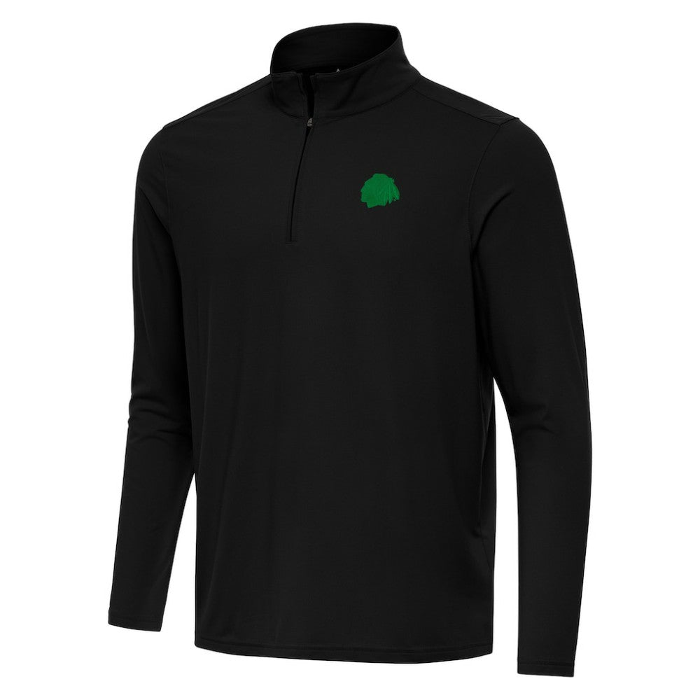 NHL Chicago Blackhawks Antigua St. Patrick Intent Quarter-Zip Pullover Top - Black