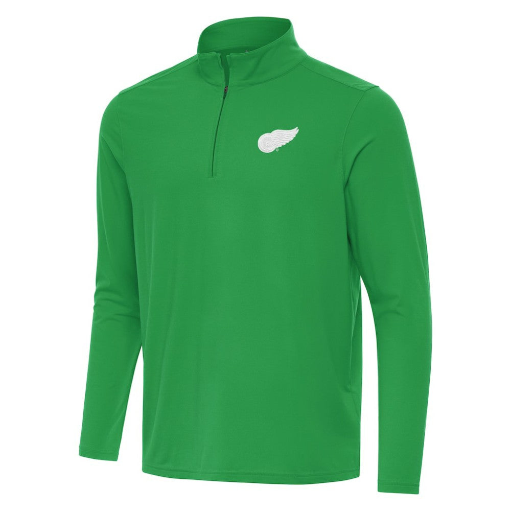 NHL Detroit Red Wings Antigua St. Patrick Intent Quarter-Zip Pullover Top - Kelly Green