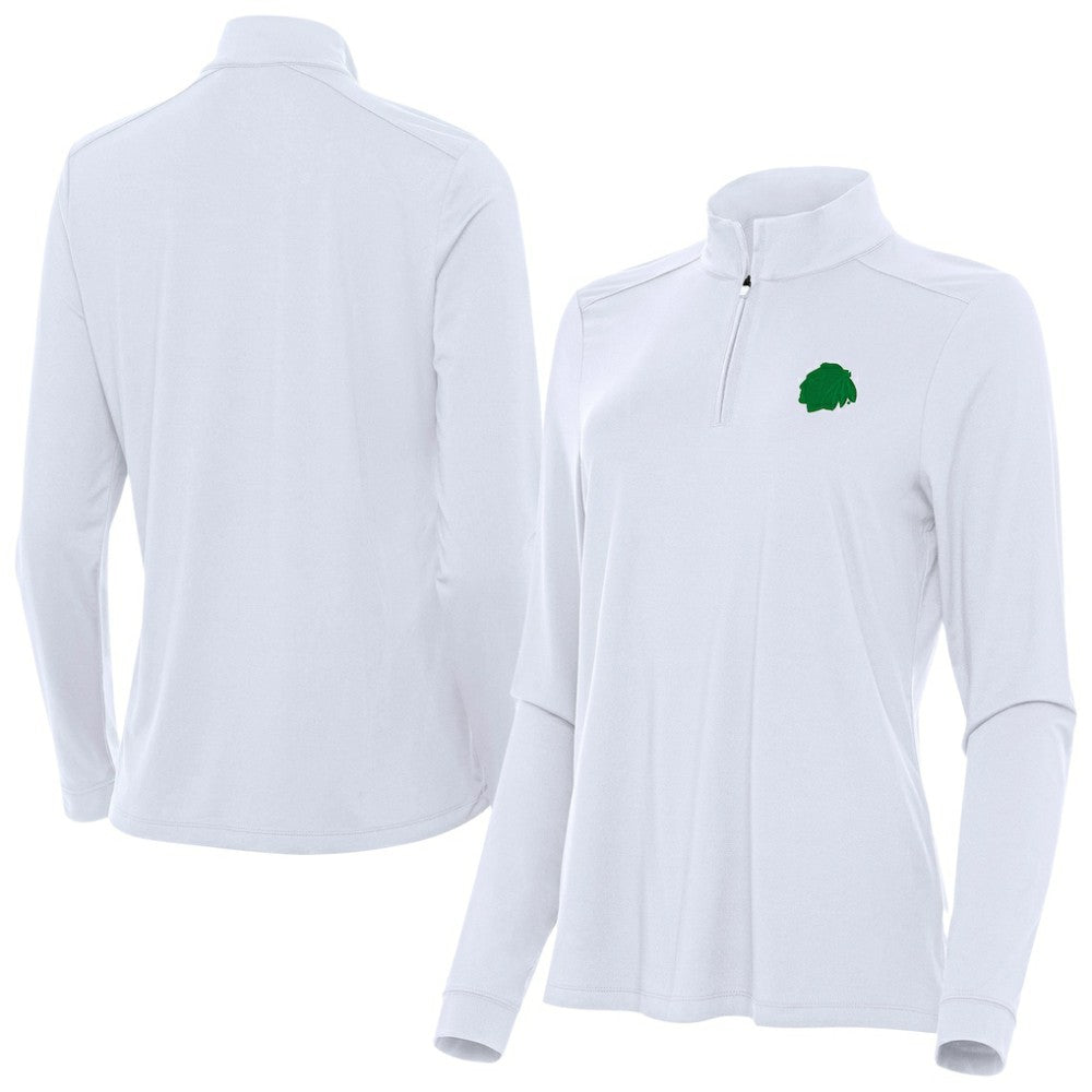 NHL Chicago Blackhawks Antigua Women's St. Patrick's Day Intent Quarter-Zip Performance Pullover - White