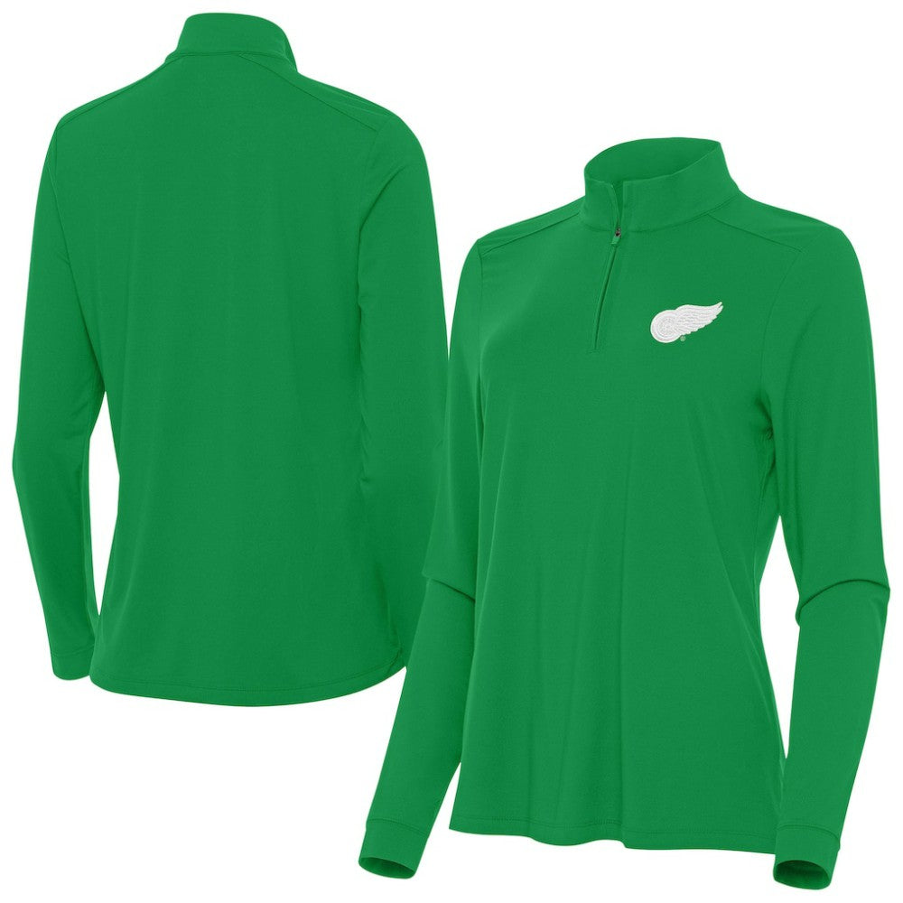 NHL Detroit Red Wings Antigua Women's St. Patrick's Day Intent Quarter-Zip Performance Pullover - Kelly Green