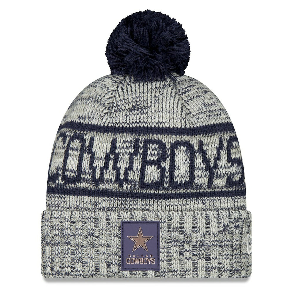Dallas Cowboys New Era 2025 Sideline Cold Weather Cuffed Knit Hat with Pom Gray