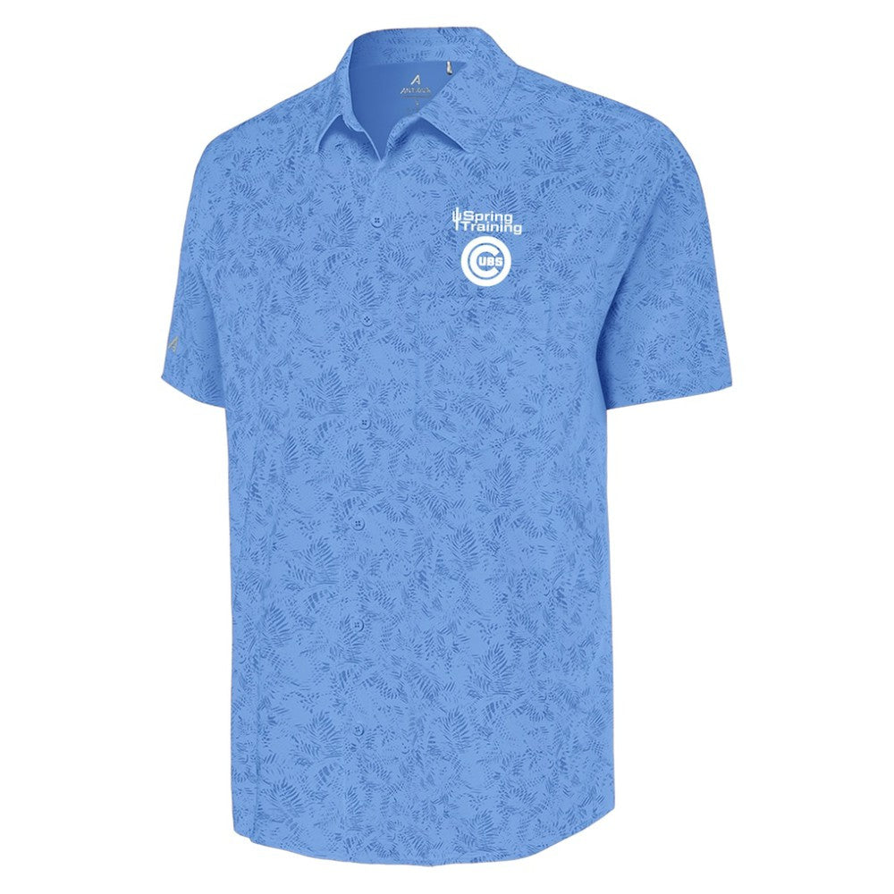 Chicago Cubs Antigua Cactus Spring Training Lush Button-Up Shirt - Powder Blue