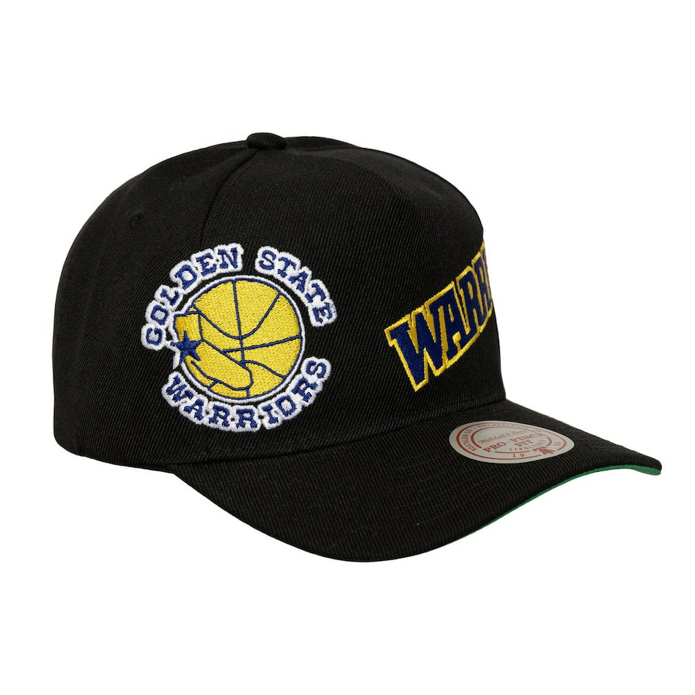 Golden State Warriors Busted Logo Wordmark Wrap-Around Pro Pinch Adjustable Hat Black