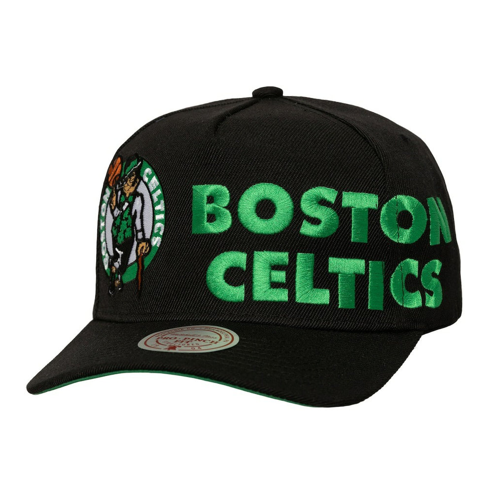 Boston Celtics Busted Logo Wordmark Wrap-Around Pro Pinch Adjustable Hat Black