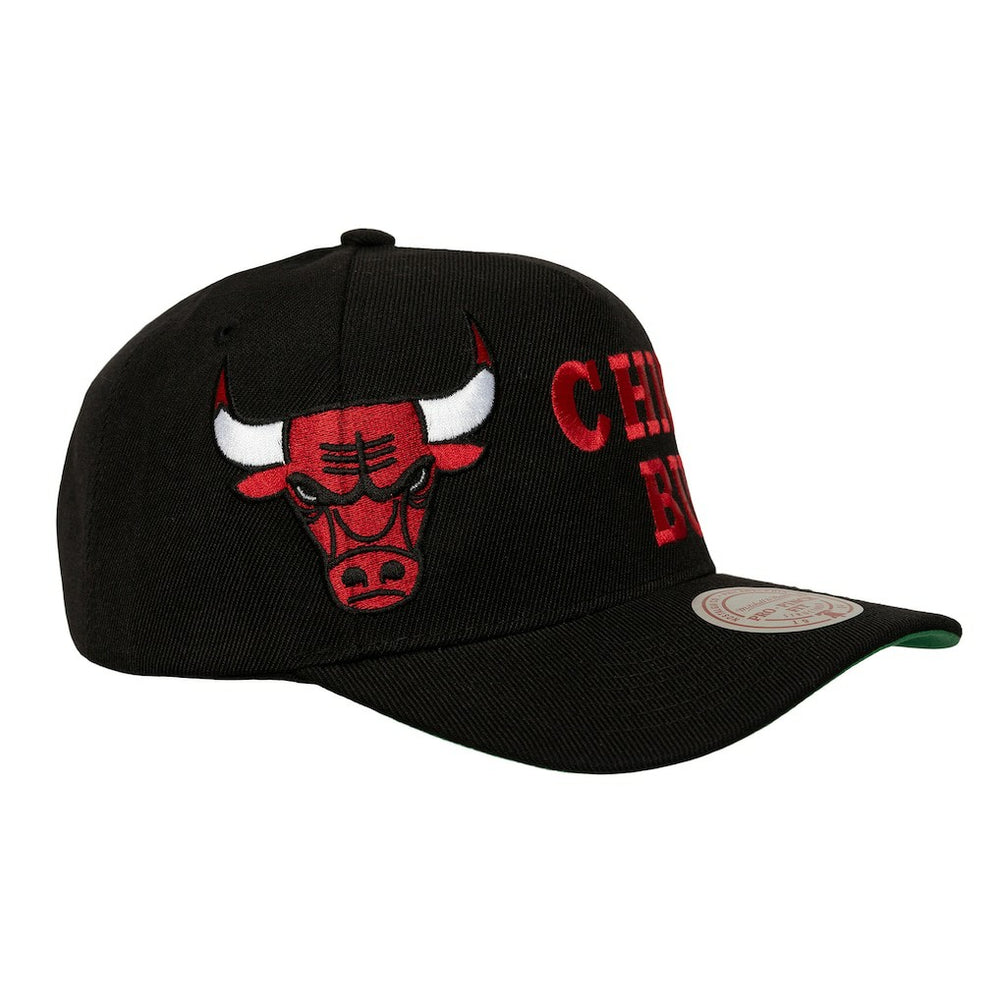 Chicago Bulls Busted Logo Wordmark Wrap-Around Pro Pinch Adjustable Hat Black