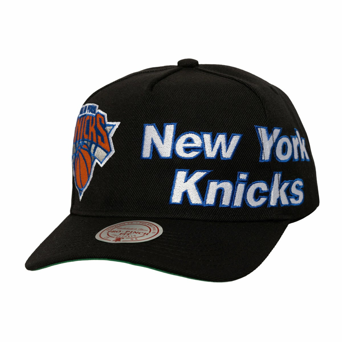 New York Knicks Busted Logo Wordmark Wrap-Around Pro Pinch Adjustable Hat Black