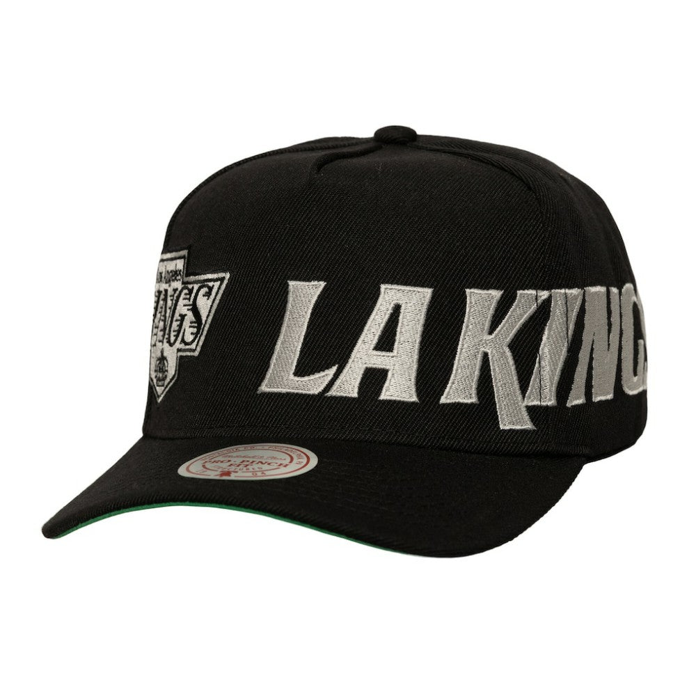 NHL Los Angeles Kings Mitchell & Ness Busted Logo Wordmark Wrap-Around Pro Pinch Adjustable Hat - Black