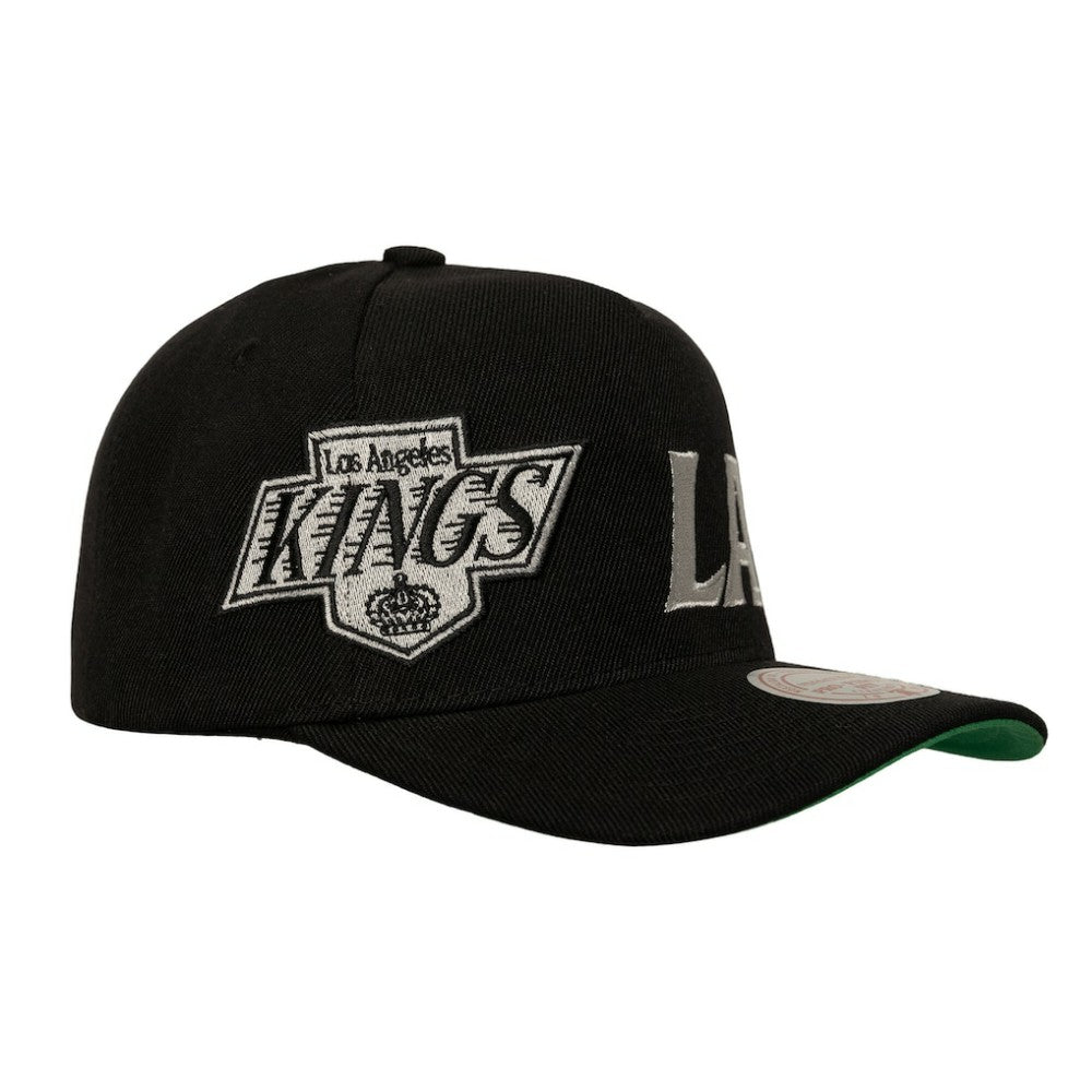NHL Los Angeles Kings Mitchell & Ness Busted Logo Wordmark Wrap-Around Pro Pinch Adjustable Hat - Black