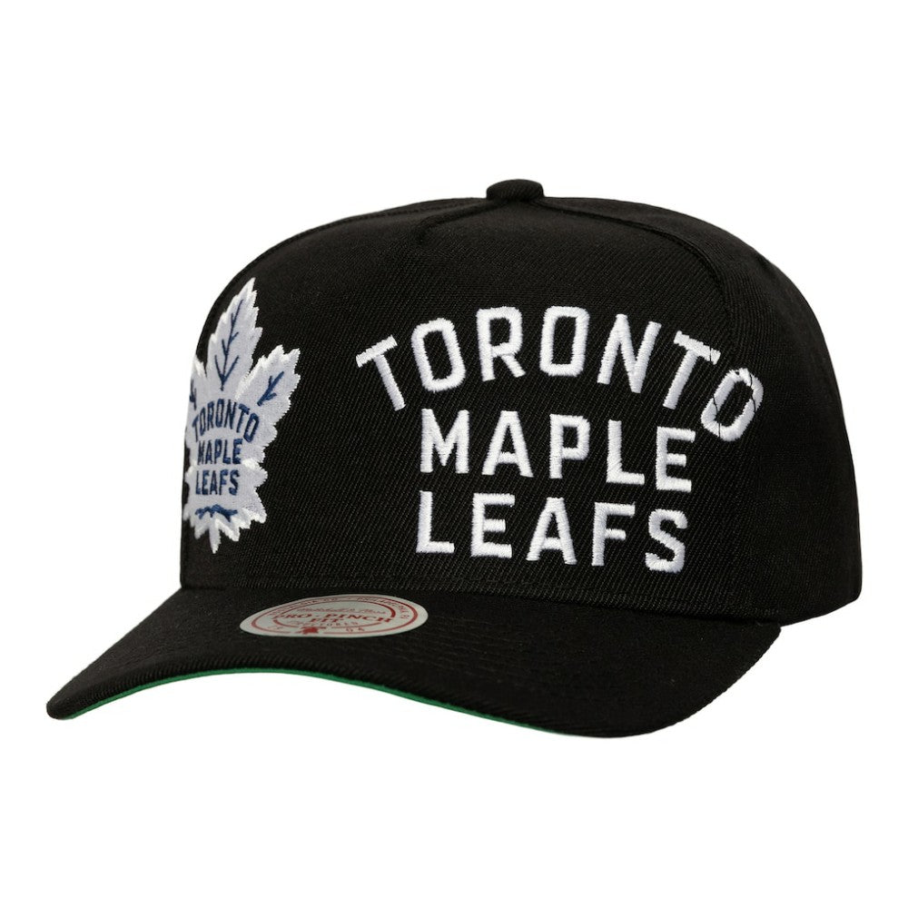 NHL Toronto Maple Leafs Mitchell & Ness Busted Logo Wordmark Wrap-Around Pro Pinch Adjustable Hat - Black