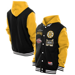 NHL Boston Bruins New Era Full-Snap Fleece Hoodie Jacket - Black/Gold