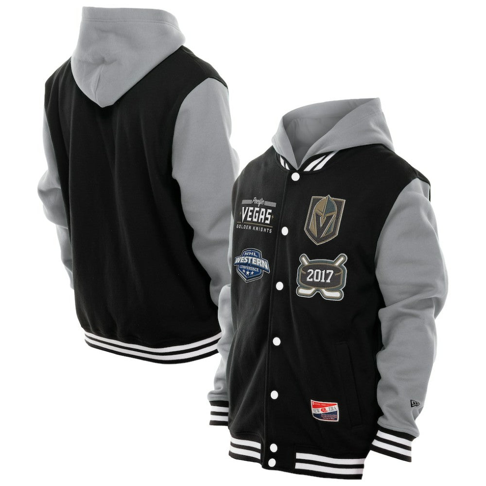 NHL Vegas Golden Knights New Era Full-Snap Fleece Hoodie Jacket - Black/Grey