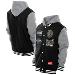 NHL Vegas Golden Knights New Era Full-Snap Fleece Hoodie Jacket - Black/Grey