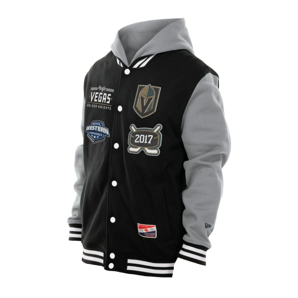 NHL Vegas Golden Knights New Era Full-Snap Fleece Hoodie Jacket - Black/Grey