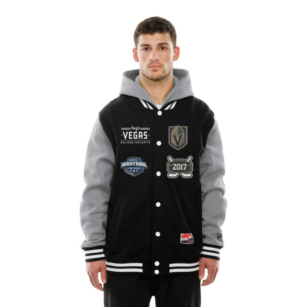 NHL Vegas Golden Knights New Era Full-Snap Fleece Hoodie Jacket - Black/Grey