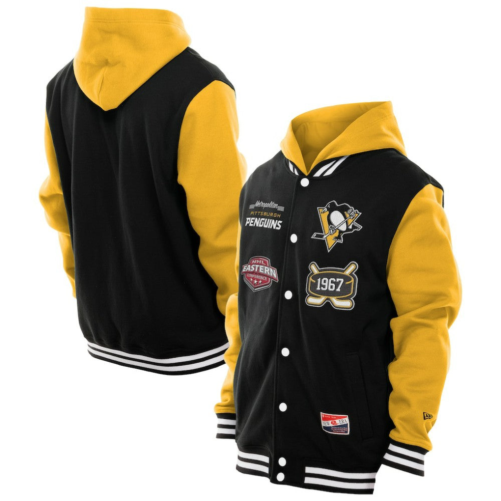 NHL Pittsburgh Penguins New Era Full-Snap Fleece Hoodie Jacket - Black/Gold