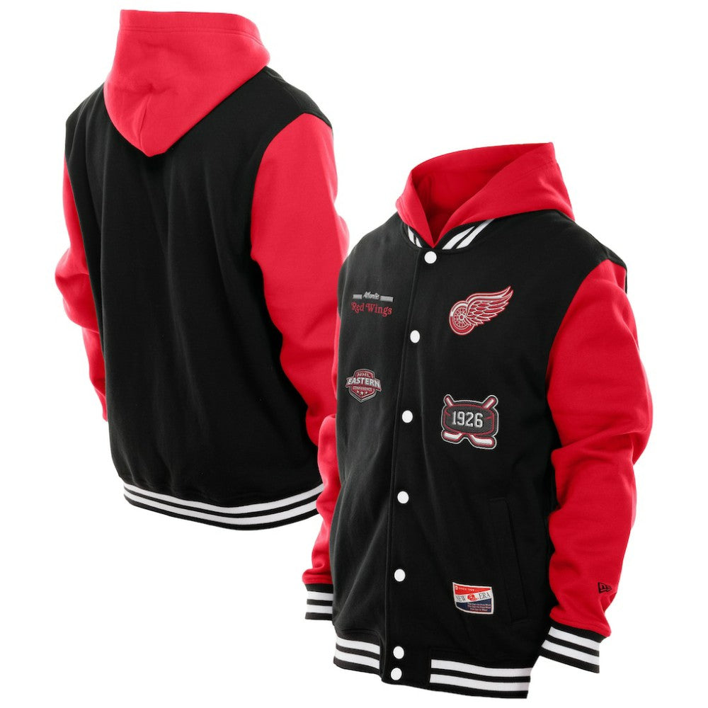 NHL Detroit Red Wings New Era Full-Snap Fleece Hoodie Jacket - Black/Red