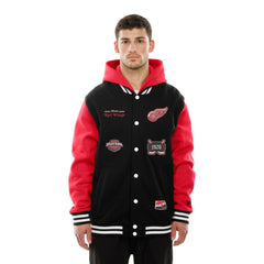NHL Detroit Red Wings New Era Full-Snap Fleece Hoodie Jacket - Black/Red