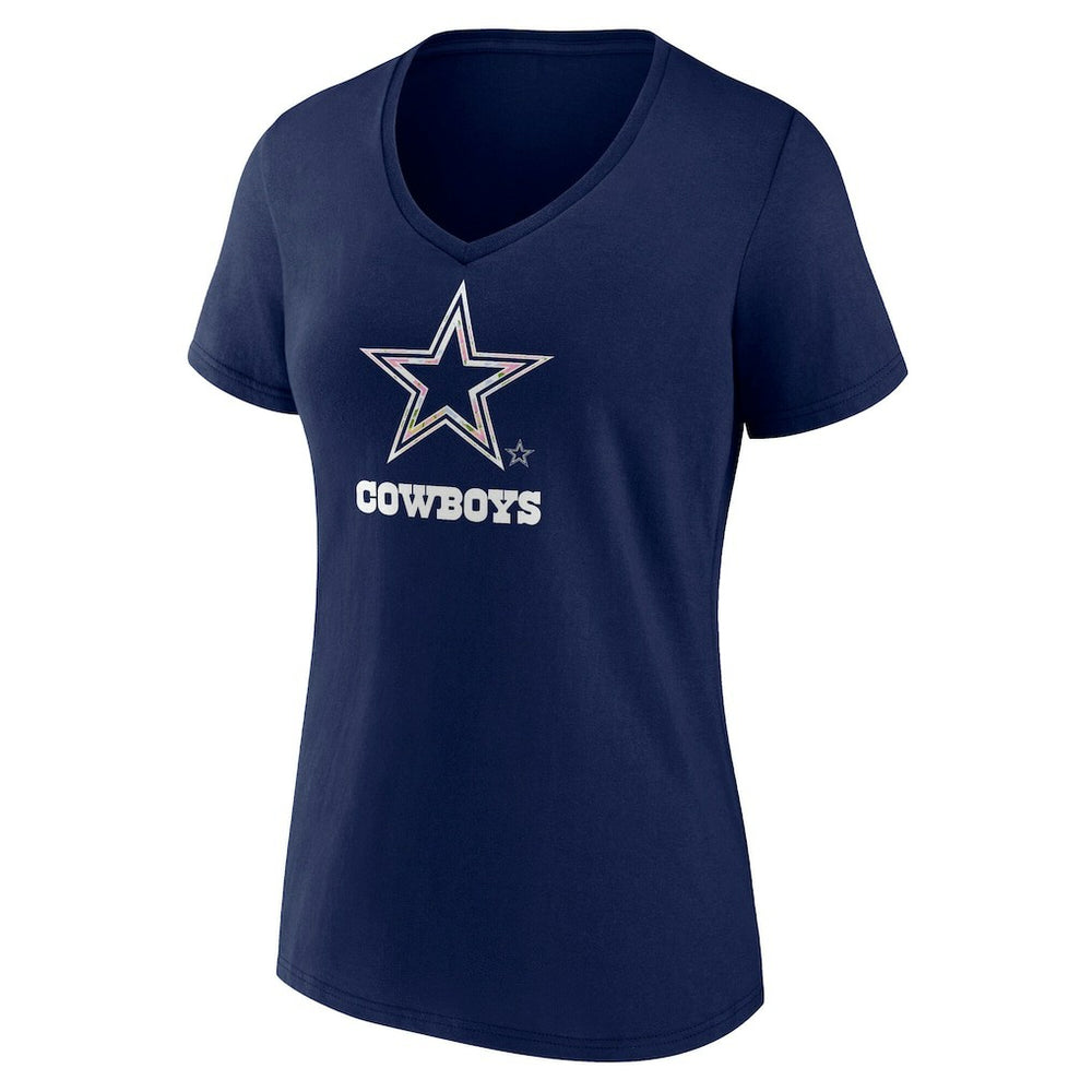 Dallas Cowboys Women's Floral Number 1 Mom V-Neck T-Shirt Navy