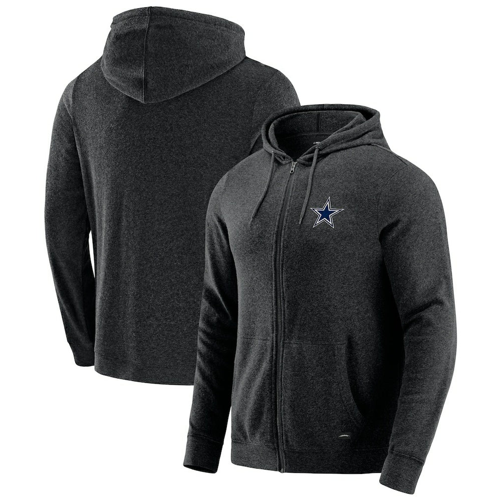 Dallas Cowboys J. Palmer Players Lounge Tri-Blend Full-Zip Hoodie Dark Heather Gray
