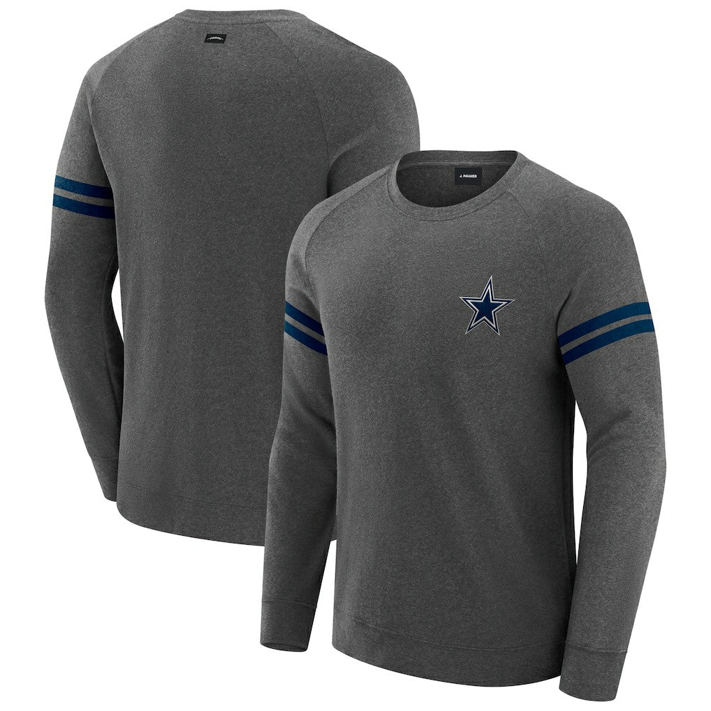 Dallas Cowboys J. Palmer Players Lounge Raglan Tri-Blend Sweatshirt Dark Heather Gray