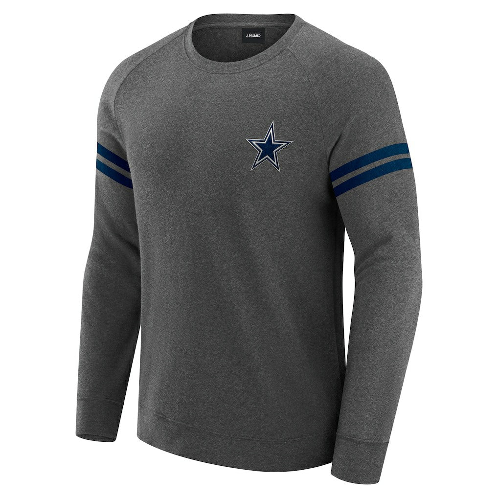 Dallas Cowboys J. Palmer Players Lounge Raglan Tri-Blend Sweatshirt Dark Heather Gray
