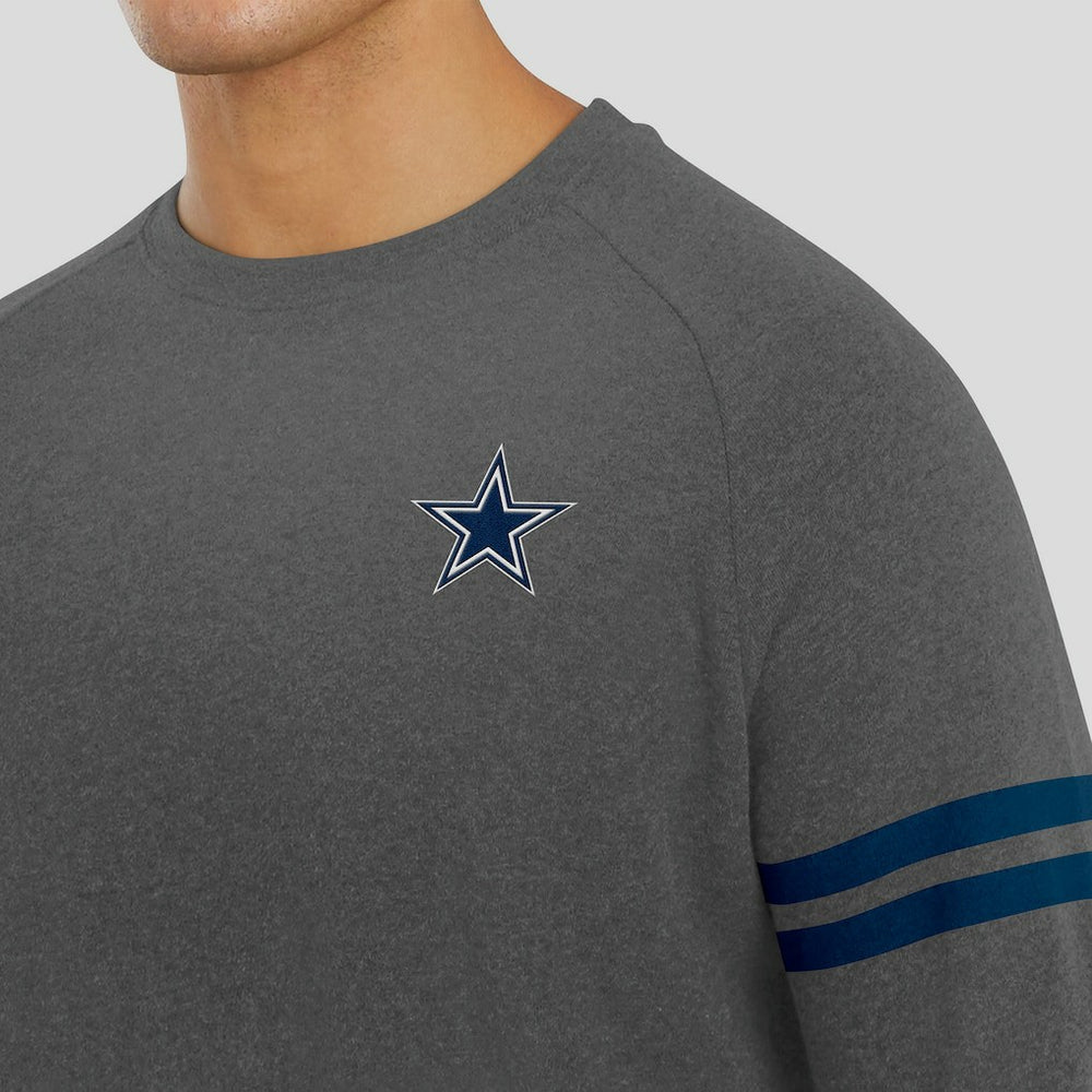 Dallas Cowboys J. Palmer Players Lounge Raglan Tri-Blend Sweatshirt Dark Heather Gray