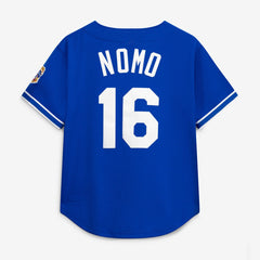 Hideo Nomo Los Angeles Dodgers Mitchell & Ness Cooperstown Collection Mesh Batting Practice Button-Up Jersey - Royal Jerseys