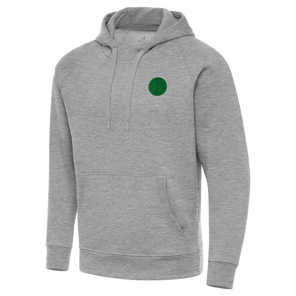 Golden State Warriors Antigua St. Patrick's Day Victory Raglan Pullover Hoodie Heather Gray