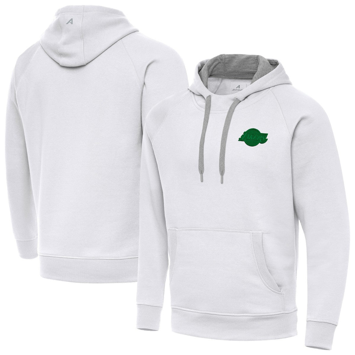 Los Angeles Lakers Antigua St. Patrick's Day Victory Raglan Pullover Hoodie White
