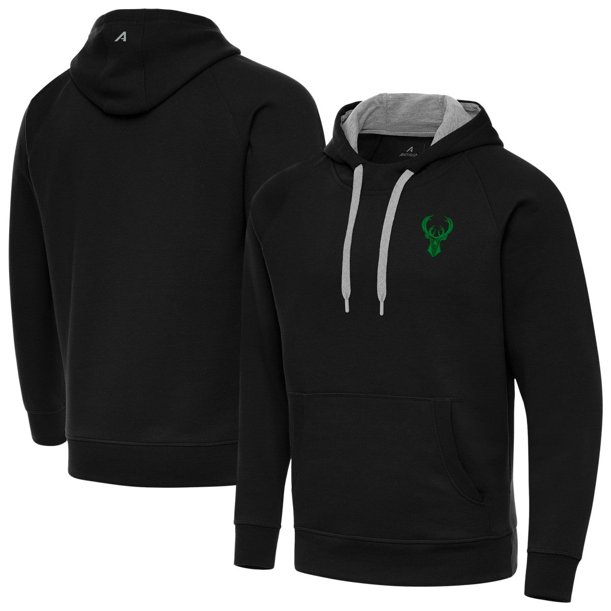 Milwaukee Bucks Antigua St. Patrick's Day Victory Raglan Pullover Hoodie Black