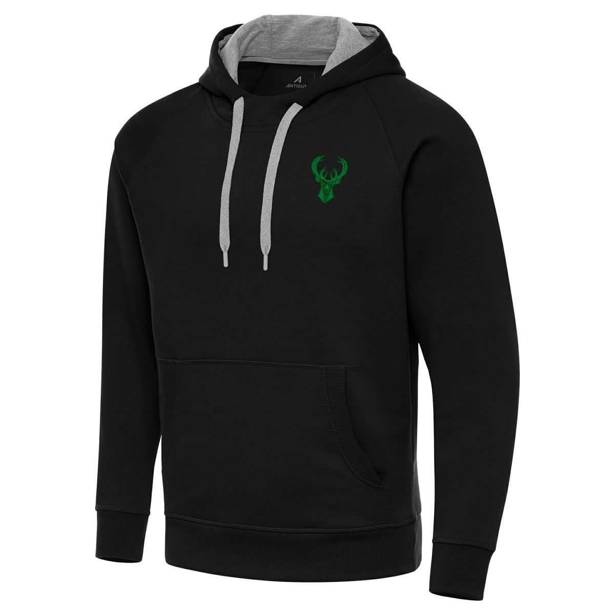 Milwaukee Bucks Antigua St. Patrick's Day Victory Raglan Pullover Hoodie Black