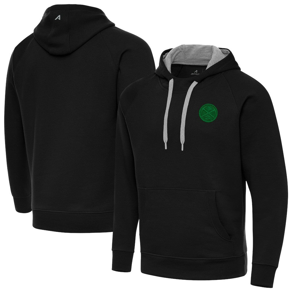 Denver Nuggets Antigua St. Patrick's Day Victory Raglan Pullover Hoodie Black