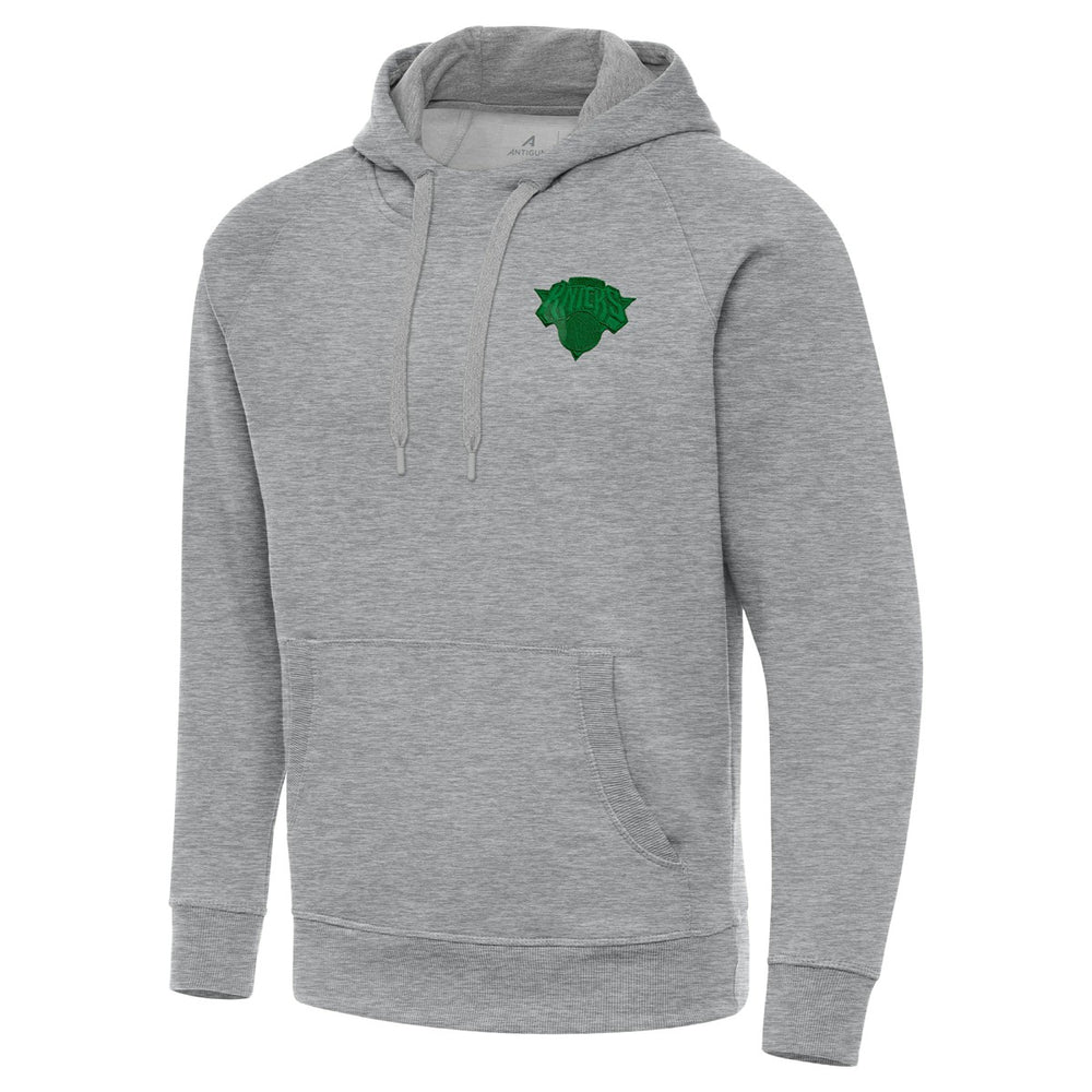 New York Knicks Antigua St. Patrick's Day Victory Raglan Pullover Hoodie Heather Gray