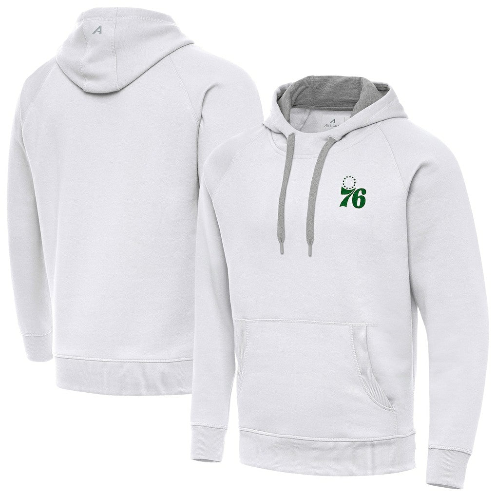 Philadelphia 76ers Antigua St. Patrick's Day Victory Raglan Pullover Hoodie White