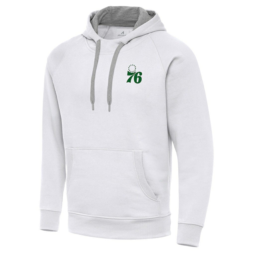 Philadelphia 76ers Antigua St. Patrick's Day Victory Raglan Pullover Hoodie White